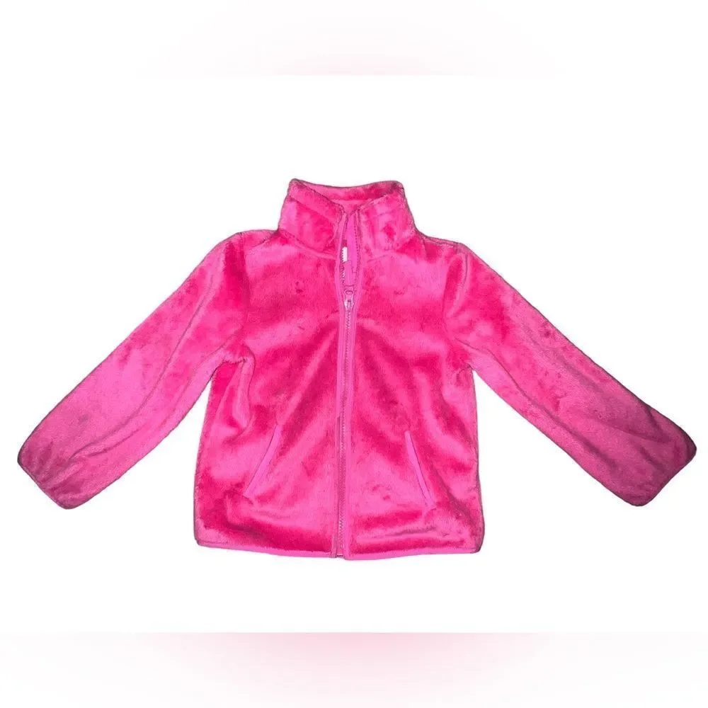 The Children's Place Faux Fur Jacket Pink Fall/Spring Toddler Girls 4T EUC